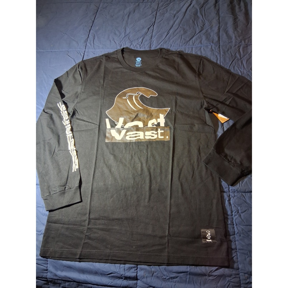 Vast Mens Long Sleeve Surf Graphic‎ T-Shirt Black XL B3892-BLACK-XL NWT